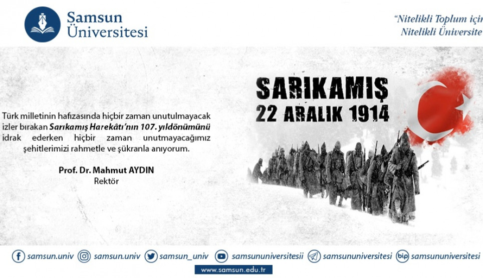 Sarıkamış Harekatı’nın 107. Yıldönümü